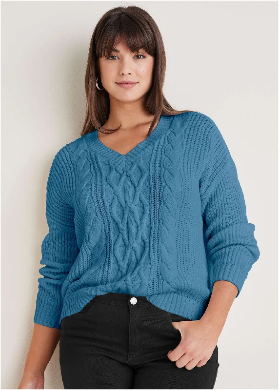 cozy women’s sweaters for chilly days -Cable Knit Sweater - Niagara