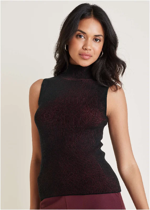 stylish skirts for women’s dinner parties -Plaited Tank Sweater - Wine