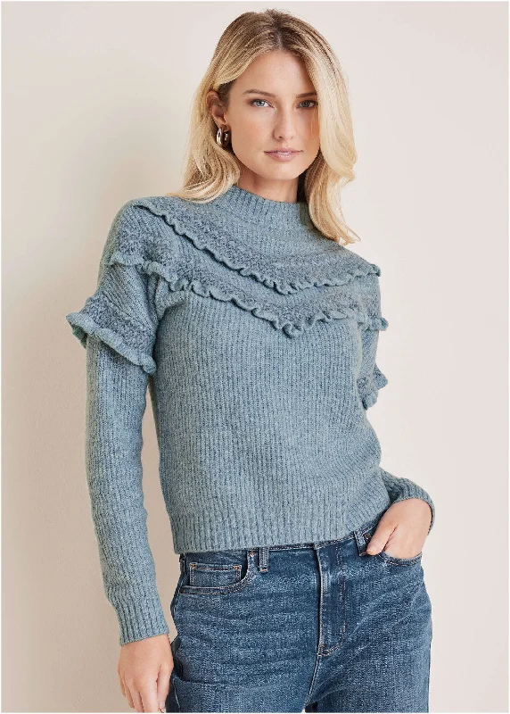 stylish women’s blouses for 2025 fashion -Cheveron Sweater  - Tourmaline