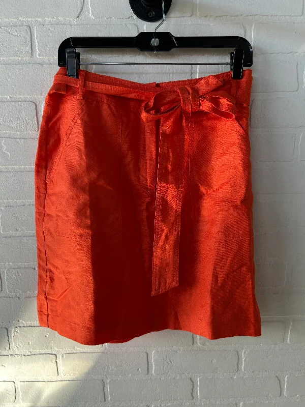 fashionable leather jackets for women -Skirt Mini & Short By Ann Taylor In Orange, Size: 8