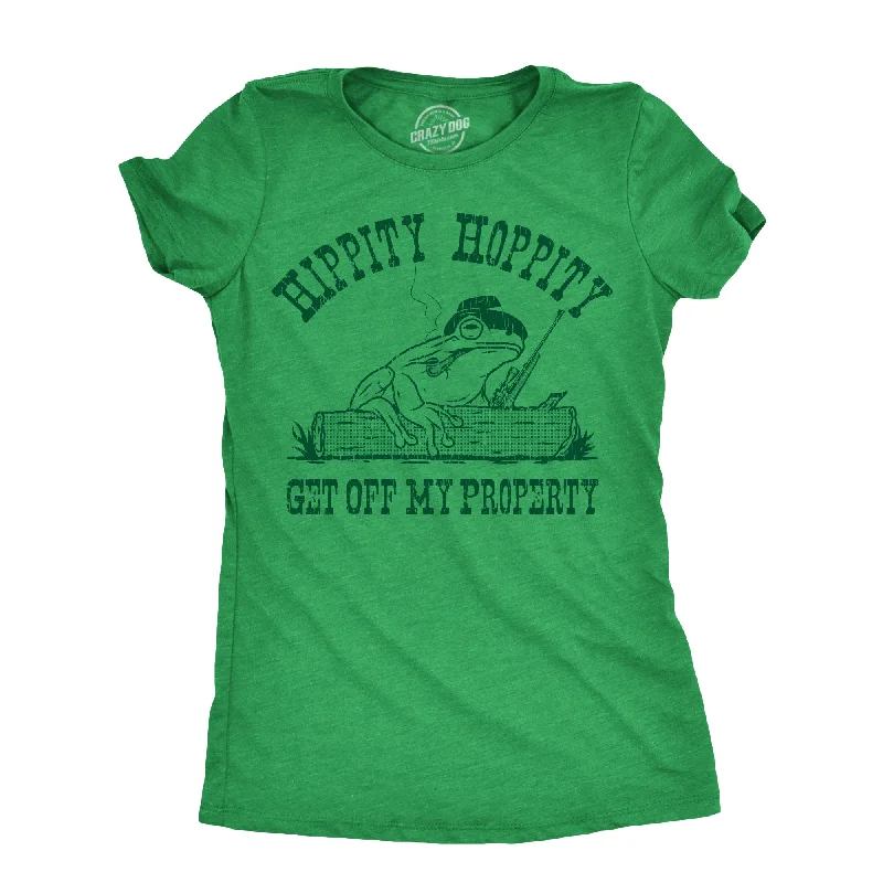 chic blazers for women’s office wardrobe -Womens Hippity Hoppity Get Off My Property T Shirt Funny Threatening Frog Joke Tee For Ladies