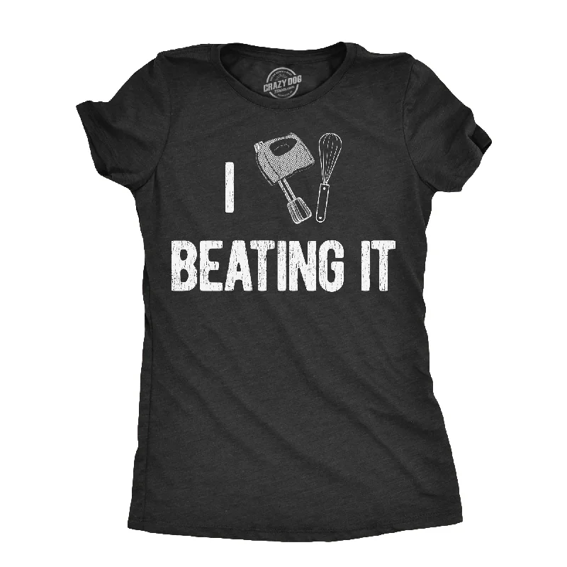 trendy women’s jackets for outdoor adventures -Womens I Heart Beating It T Shirt Funny Chef Cooking Baking Lovers Tee For Ladies