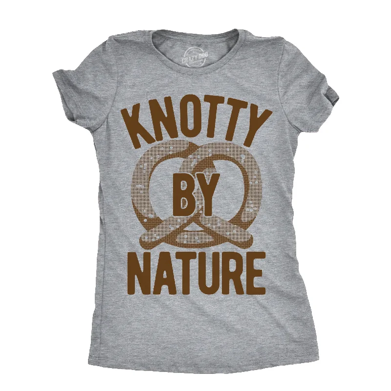 women’s evening gowns for formal gatherings -Womens Knotty By Nature T Shirt Funny Salted Soft Pretzel Joke Tee For Ladies