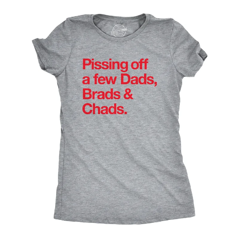 women’s stylish cardigans for 2025 trends -Womens Pissing Off A Few Dads Brads And Chads T Shirt Funny Football Girlfriend Quote Tee For Ladies