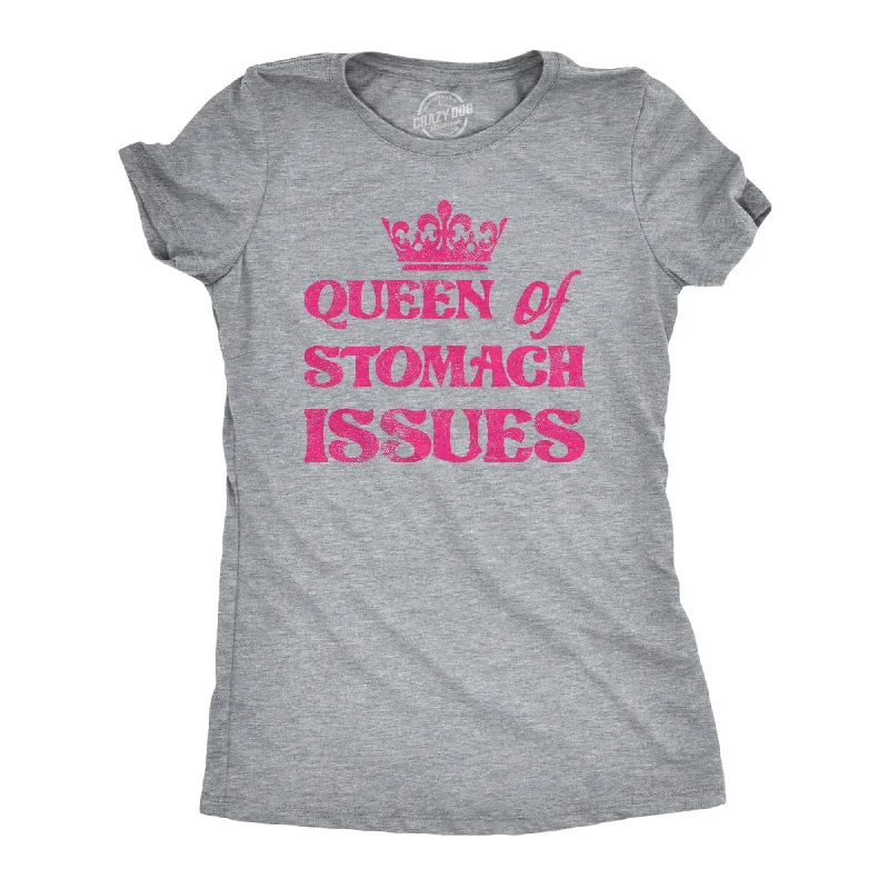 fashionable sweaters for women’s fall outfits -Womens Queen Of Stomach Issues T Shirt Funny Upset Tummy IBS Joke Tee For Ladies