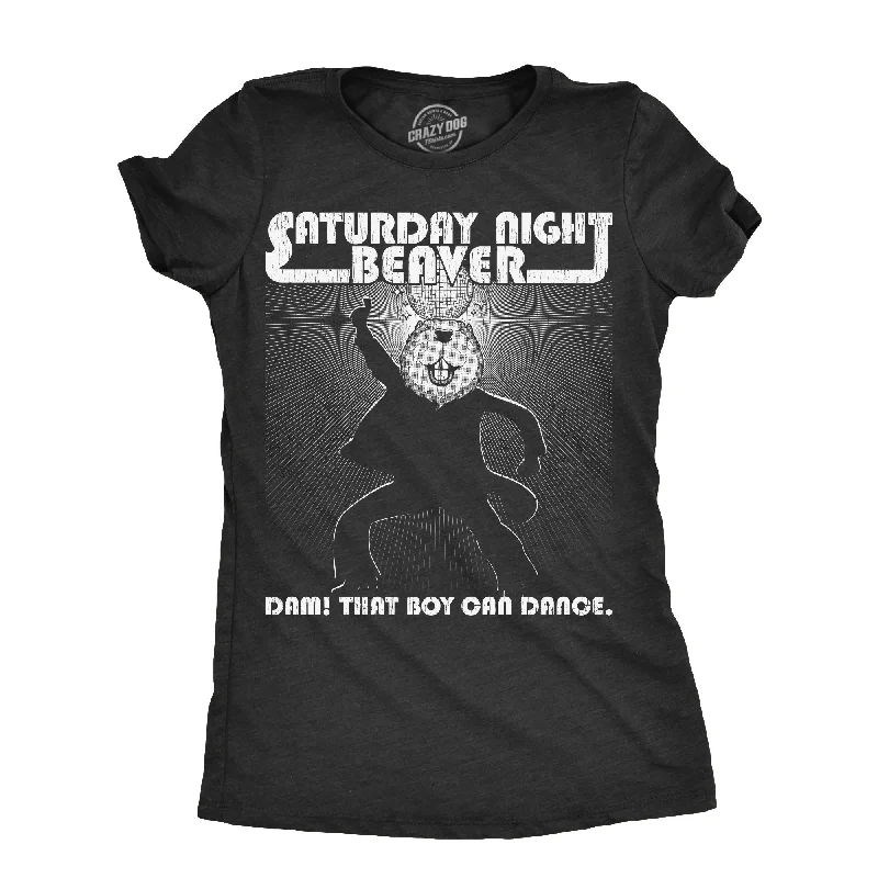 women’s tailored coats for winter fashion -Womens Saturday Night Beaver T Shirt Funny Dancing Disco Joke Tee For Ladies