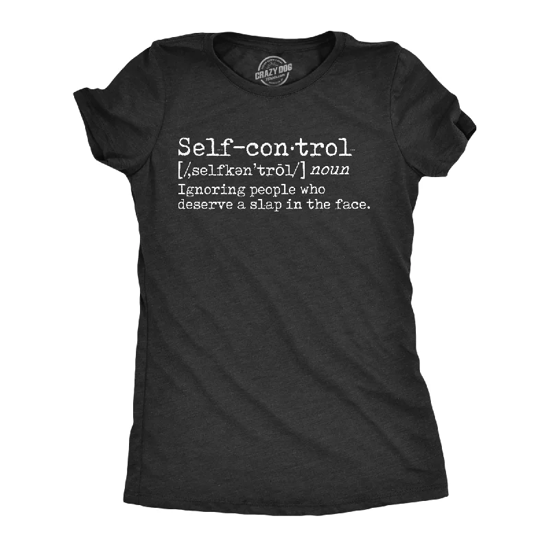 trendy tunics for women’s spring wear -Womens Self Control Definition T Shirt Funny Anti Social People Joke Tee For Ladies