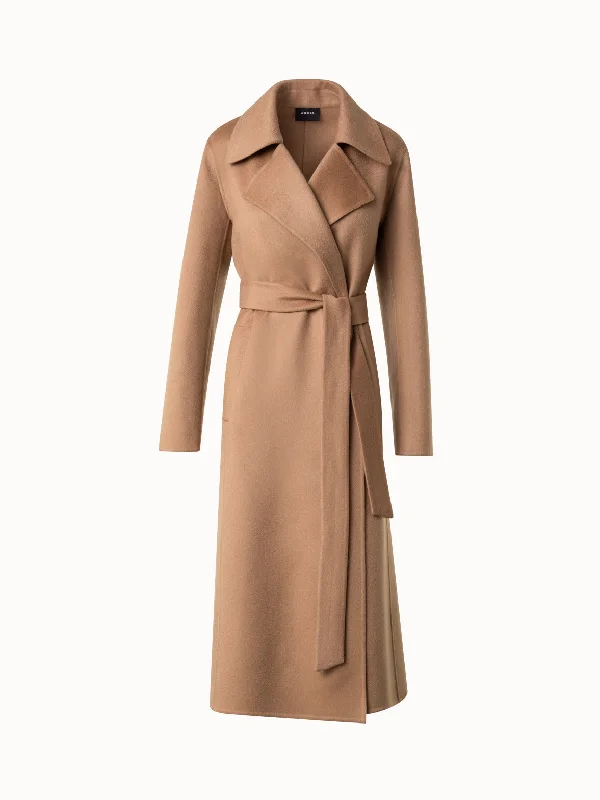 elegant women’s dresses for formal events -100% Cashmere Wrap Coat in Trench Style