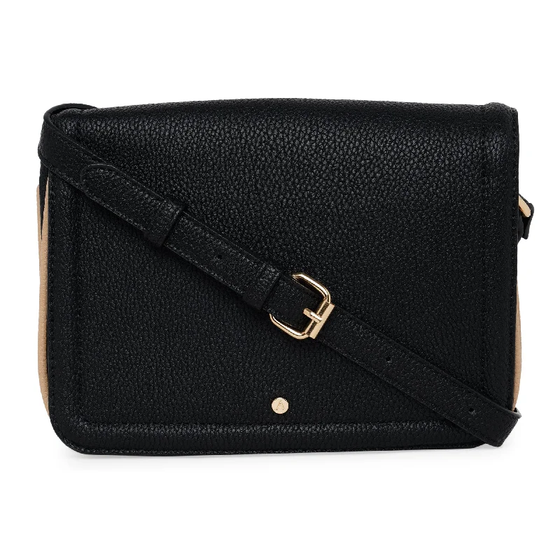 women’s luxury bags with sophisticated designs -Accessorize London Women'S Faux Leather Black Tara Triple Compartment Sling Bag