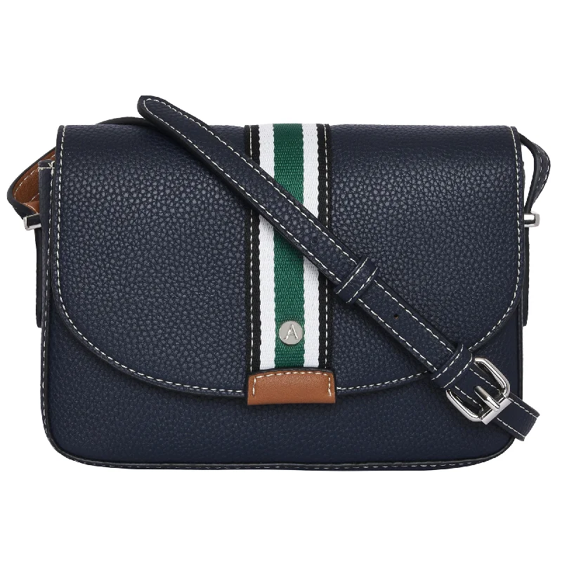 classic leather handbags for women -Accessorize London Women's Faux Leather Navy Cambridge Sling Bag