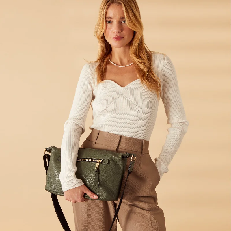 elegant handbags for women’s evening events -Accessorize London Women's Faux Leather Soft casual Khaki webbing Sling Bag