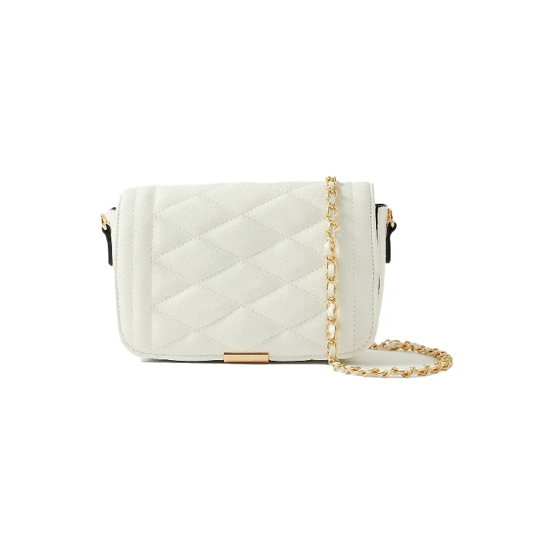 women’s bags for casual weekend style -Accessorize London Women's Faux Leather White Chrissy quilt sling bag