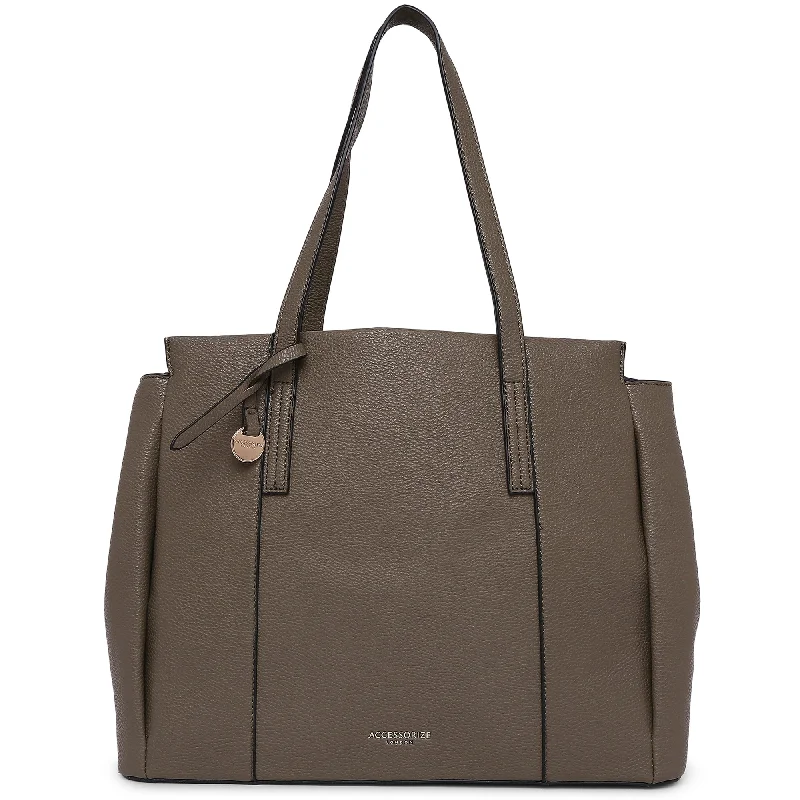 high-fashion bags for women’s wardrobe -Accessorize London Women's Faux Leather Khaki Lauren Workbag