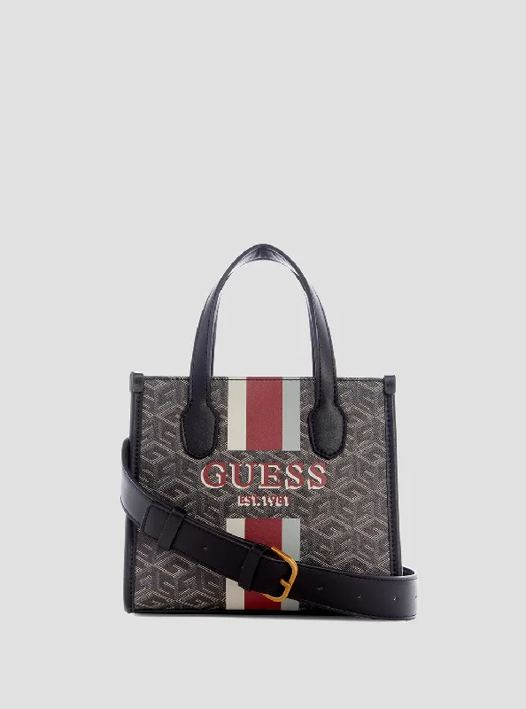 women’s bags with bold patterns and colors -Black Logo Silvana Mini Tote Bag