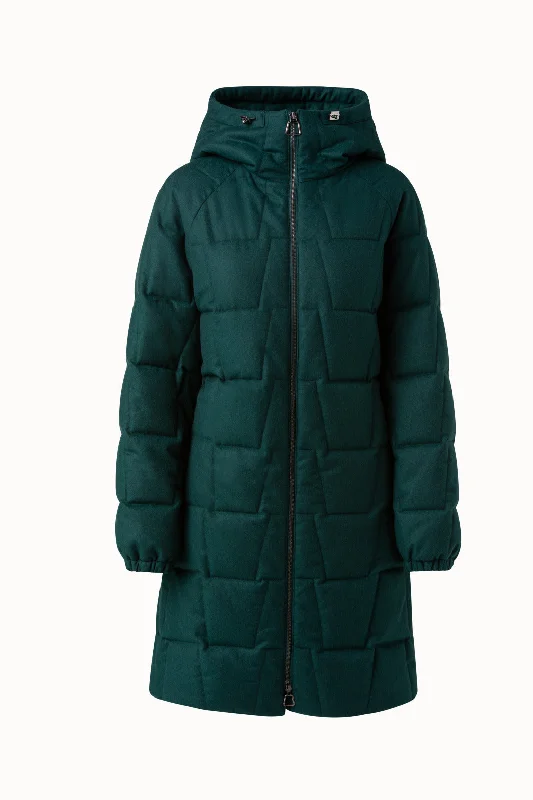 women’s tailored coats for winter fashion -Cashmere Parka with Techno Trapezoid Quilt