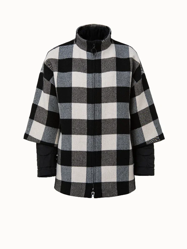 stylish women’s blouses for 2025 fashion -Chequerboard Plaid Egg Shape Coat 2 in 1