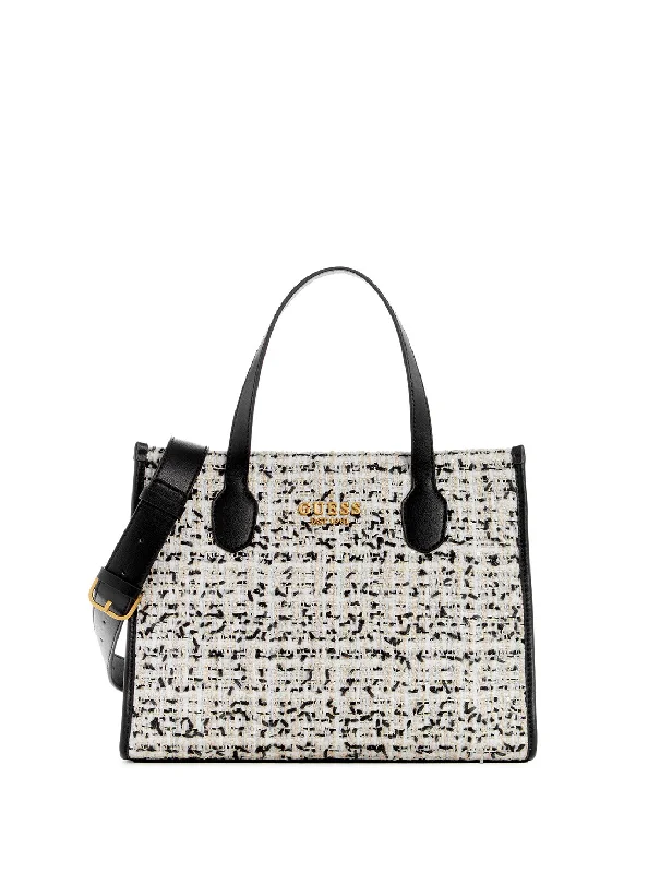 casual crossbody bags for women on the go -Cream Multi Tweed Silvana Tote Bag