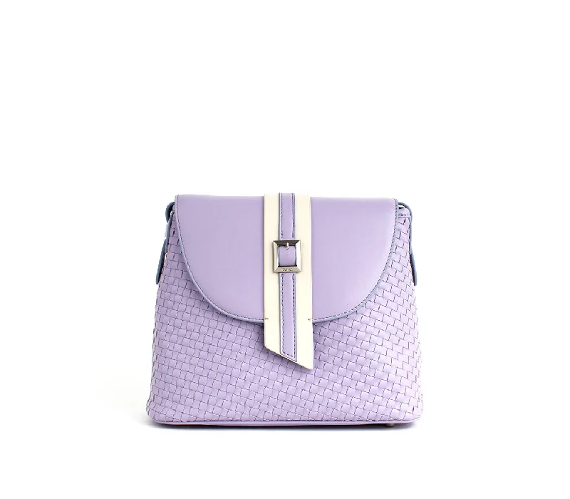 versatile women’s handbags for travel -Gunas New York Kate Lilac Vegan Basket Weave Shoulder Bag