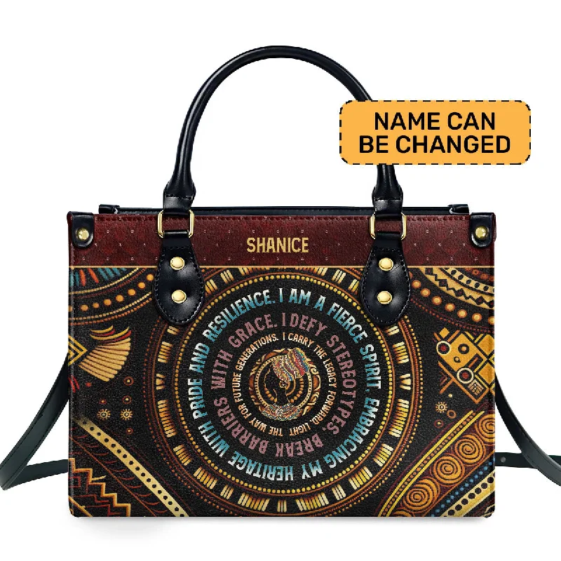 women’s satchel bags for stylish outfits -Mantra - I Am A Fierce Spirit - Personalized Leather Handbag MB03