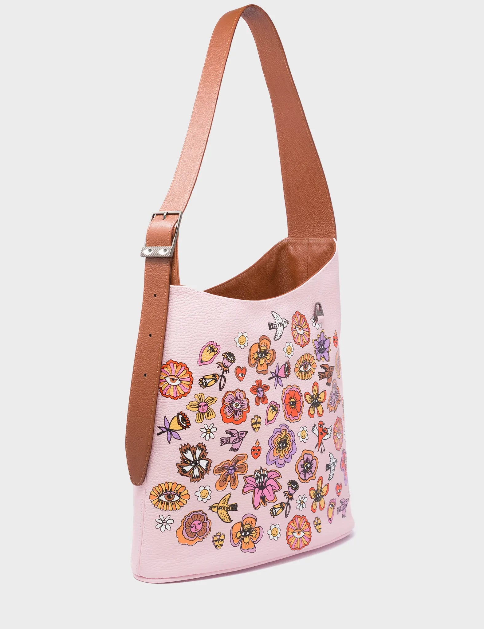 designer handbags for women’s office wear -Ilan Parfait Pink Bucket Bag - Vintage Bloom Print