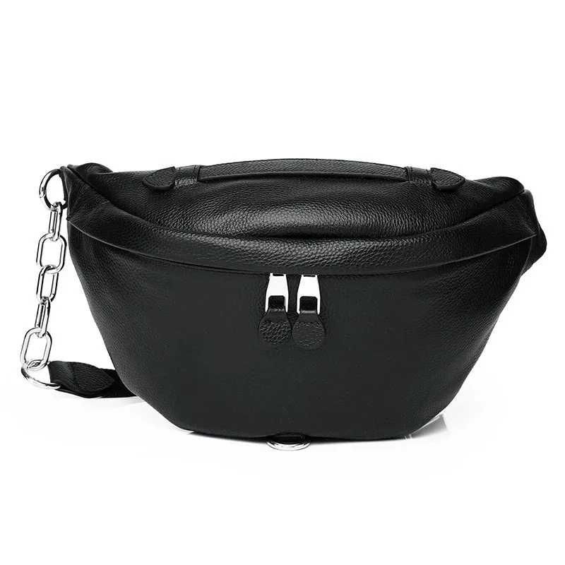 women’s chic crossbody bags for every occasion -Luxy Moon Black Leather Belly Fanny Pack Belt Purse