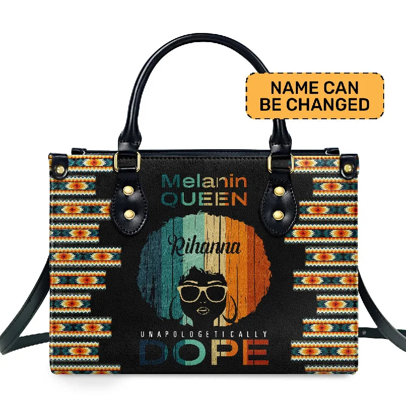 fashionable handbags for women with pockets -Melanin Queen - Personalized Leather Handbag SB31