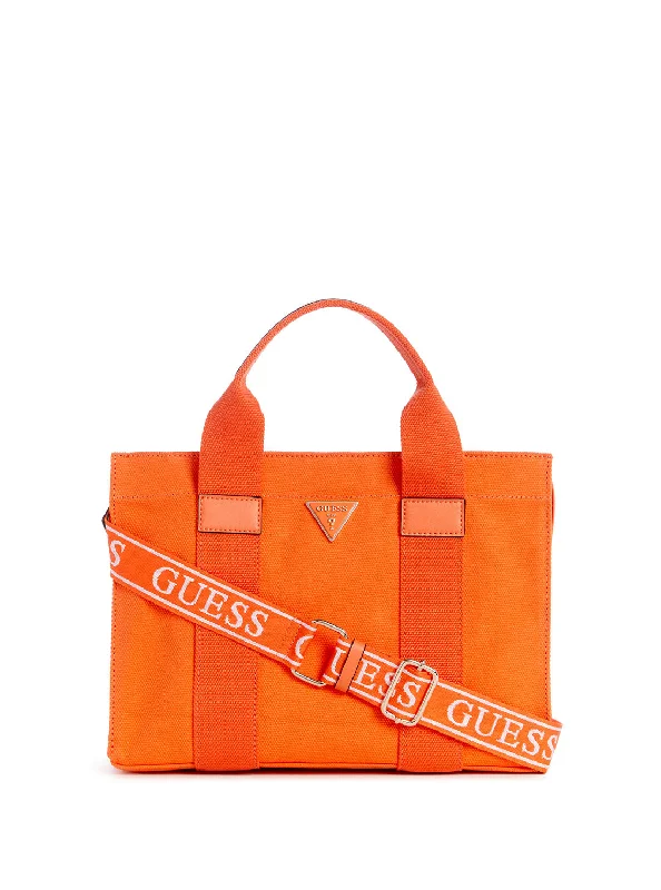 fashionable handbags with sleek designs -Orange Canvas Small Tote Bag