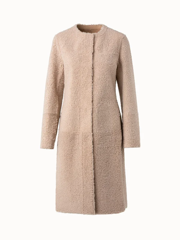 women’s evening gowns for formal gatherings -Reversible Curly Shearling Coat