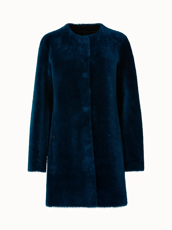 elegant women’s cardigans for formal wear -Reversible Lamb Shearling Coat