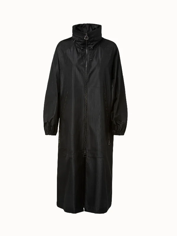 casual jumpsuits for women’s relaxed style -Silk Taffeta Coat with Woven Check