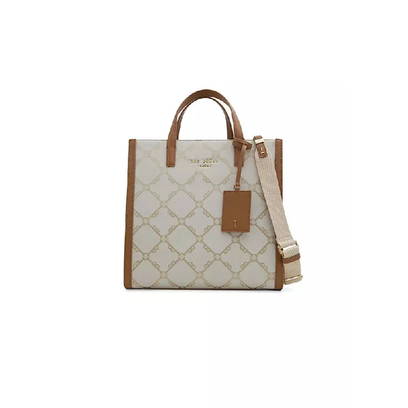 minimalist handbags for women’s work wardrobe -Ted Baker Women's Flo Beige Logo Tote Handbag