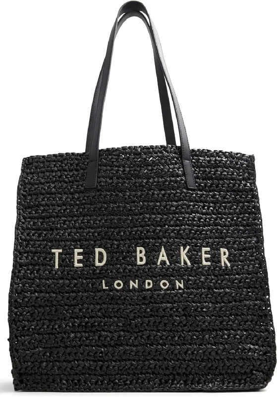 luxury handbags for women with unique designs -Ted Baker Women's Skye Raffia Tote Handbag, Other Black