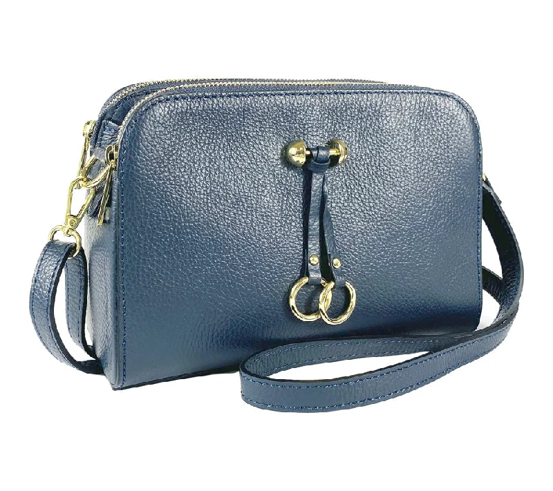 women’s designer bags for formal outfits -Renato Borzatta leather shoulder camera bag blue