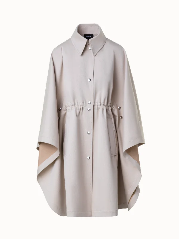 women’s comfortable dresses for casual days -Water Repellent Cape Coat in Cotton Twill