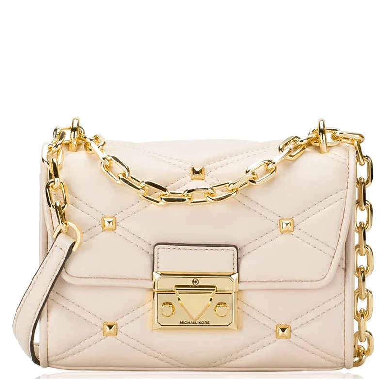 women’s bags with bold, vibrant colors -Michael Kors 35F2GNRC6I-LT-CREAM White Quilted Shoulder Bag 19 x 13 x 8 cm