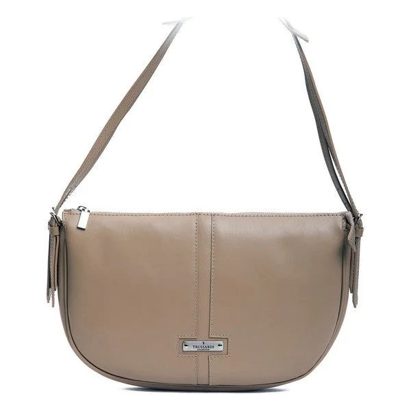 women’s handbags with comfortable straps -Trussardi D66TRC00035-CAMEL Leather Shoulder Bag Cream