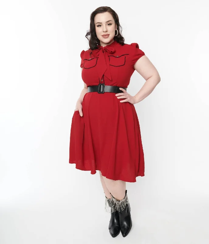 women’s fashionable jackets for fall outfits -Hell Bunny Red Millie Fit & Flare Dress