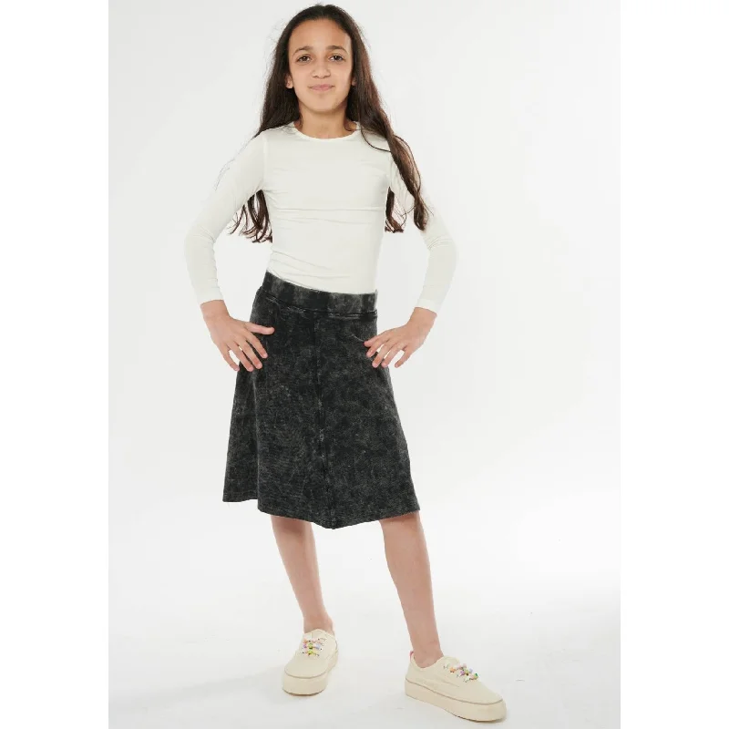 women’s trendy tops for casual days -Girls A-Line Ribbed Stonewash Skirt