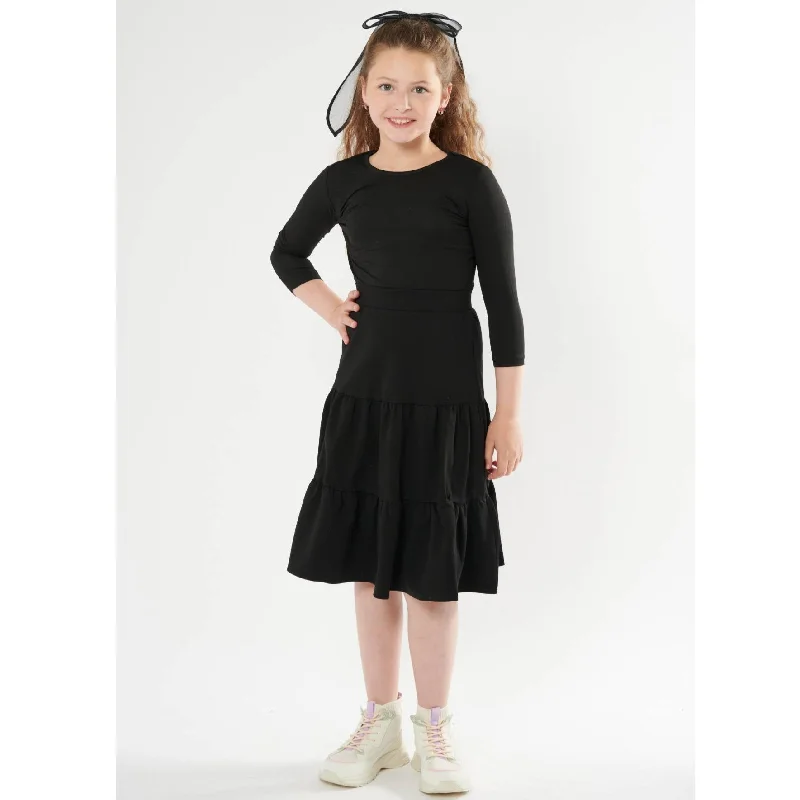 stylish skirts for women’s dinner parties -Girls Elasticated Three-Tier Skirt