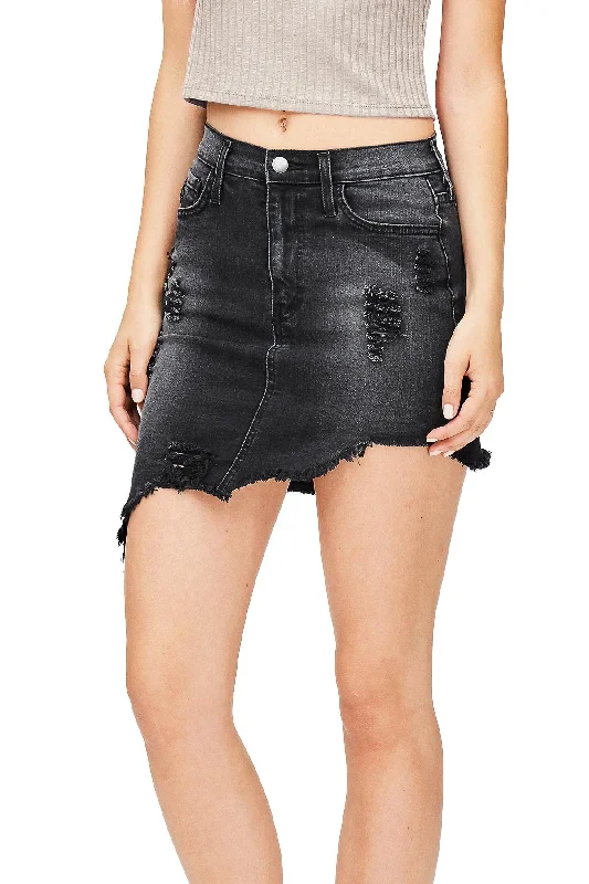 stylish tunics for women’s casual looks -Jagged Edge Denim Skirt