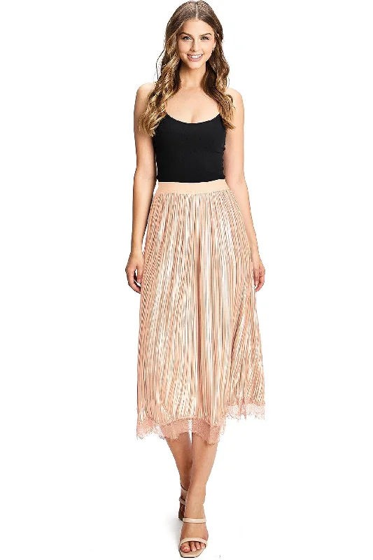 trendy women’s jackets for outdoor adventures -Luster Pleat Midi Skirt