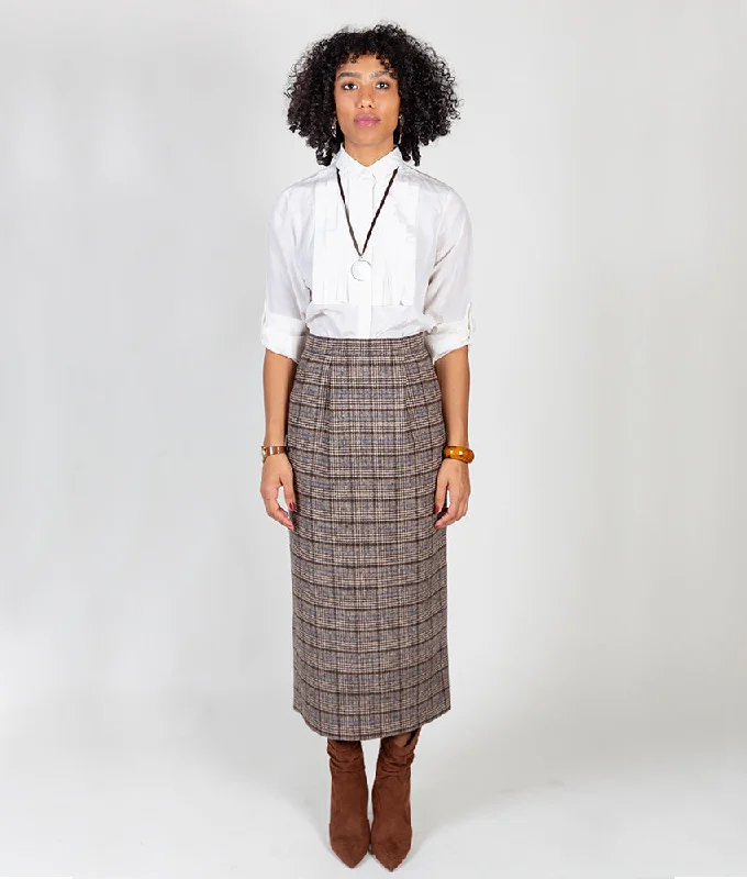 women’s cozy cardigans for layering in winter -Midi Pencil Skirt in Wool Tweed