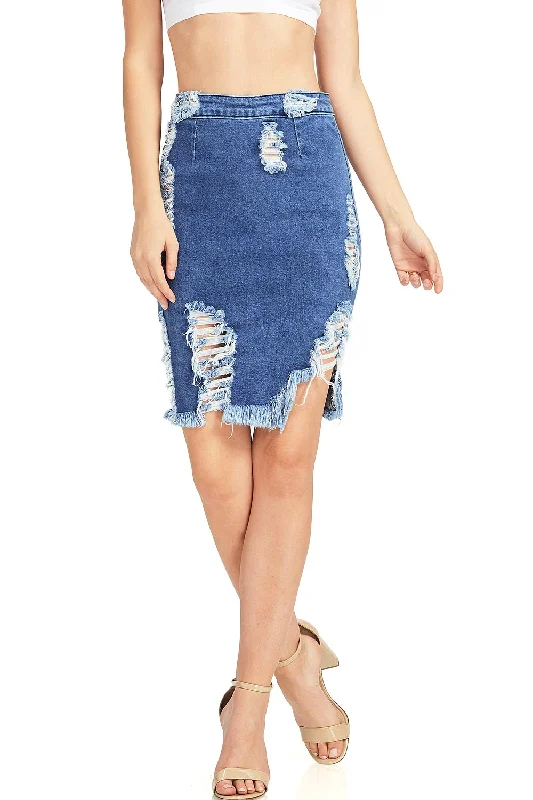 casual tops for women’s summer style -Modern Femme Denim Skirt