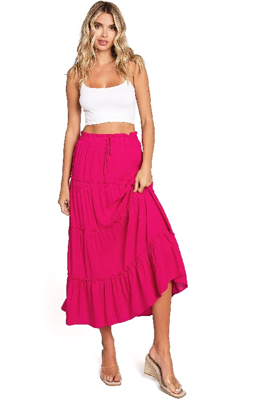 casual dresses for women’s daily wear -Shirred Midi Skirt